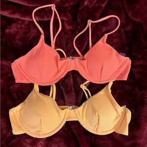 2 SHEIN bra style bikini tops - Orange and Yellow